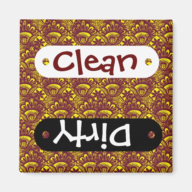 Elegantes Maroon- und Gelbpolster-Muster Magnet (Vorne)
