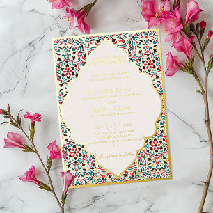 Elegantes Marron-Grün Persisches Juwel Marmor Musl Folieneinladung