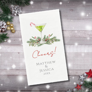 Elegantes Martini-Cocktail Cheers! Personalisiert Serviette