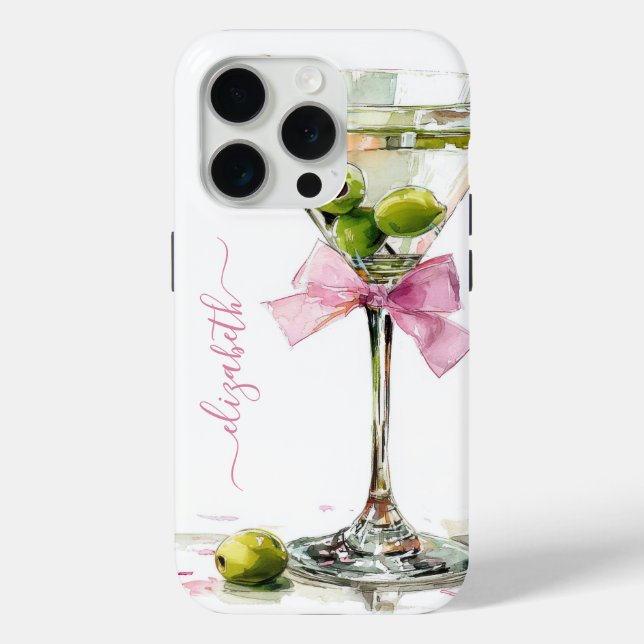 Elegantes Martini-Monogramm Case-Mate iPhone Hülle (Rückseite)