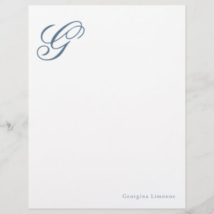 Elegantes, maskulines, blaues Monogramm-Briefkopf- Briefbogen