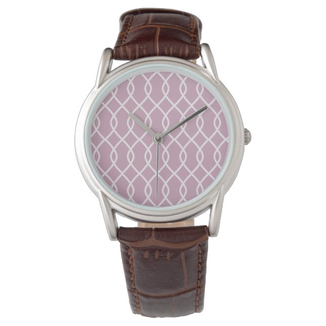 Elegantes Mauve Wave Muster Armbanduhr (Vorderseite)