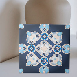 Elegantes mediterranes bläuliches Beige Medallion Fliese