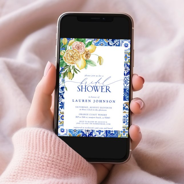 Elegantes mediterranes Zitronenblumengebirge Braut Einladung (Von Creator hochgeladen)