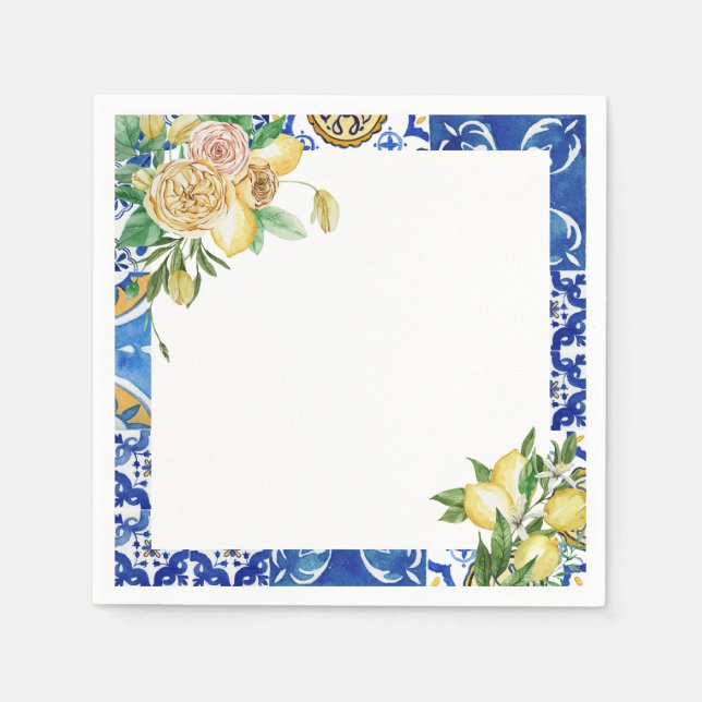 Elegantes mediterranes Zitronenblumengebirge Braut Serviette (Vorderseite)
