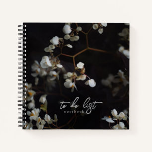 Elegantes, melancholisches, dunkles Blumen-To-Do-L Notizbuch