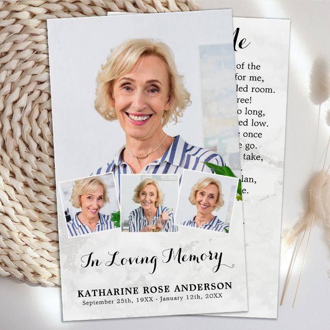 Elegantes Memorial 4 Foto Beerdigungskarten (Von Creator hochgeladen)