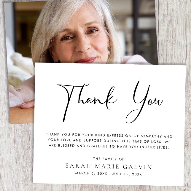 Elegantes Memorial Beerdigung Foto Danke Karte (Von Creator hochgeladen)