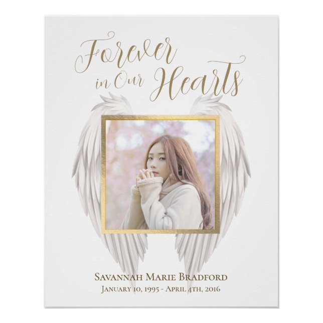Elegantes Memorial Forever in unserem Herz-Foto Poster (Vorderseite)
