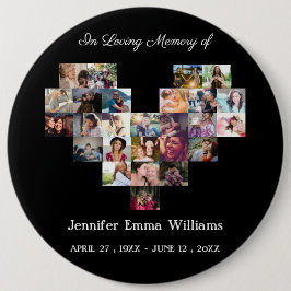 Elegantes Memorial Foto Collage Beerdigung Beileid Button
