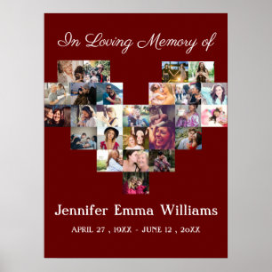 Elegantes Memorial Foto Collage Beerdigung Beileid Poster