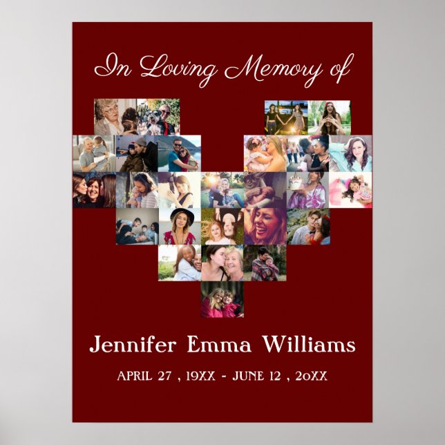 Elegantes Memorial Foto Collage Beerdigung Beileid Poster (Vorne)