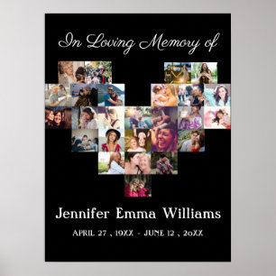 Elegantes Memorial Foto Collage Beerdigung Beileid Poster