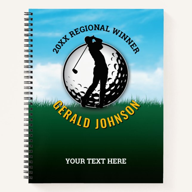 Elegantes Men Golf Monogram Design Notizbuch (Vorderseite)