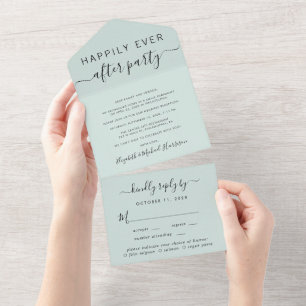 Elegantes Menü Auswahl Minz Hochzeitsempfang All In One Einladung