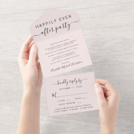 Elegantes Menü Auswahl Rosa Hochzeitsempfang All In One Einladung