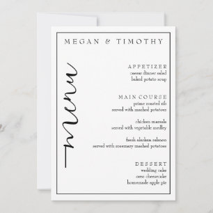 Elegantes Menü für Hochzeiten Einladung