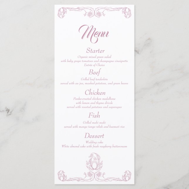 Elegantes Menü für Hochzeiten - Rosengarten Menükarte (Vorderseite)