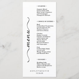 Elegantes Menü mit Tischkarten für Hochzeiten Menükarte