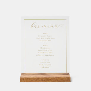 Elegantes Menüschild für Goldbarren Acrylschild