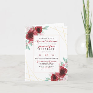 Elegantes Merlot Glam Rose Blumenmuster Brautparty Einladung