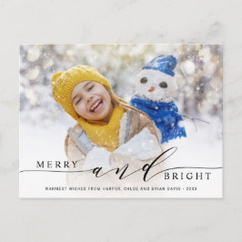 Elegantes Merry and Bright Foto Postkarte
