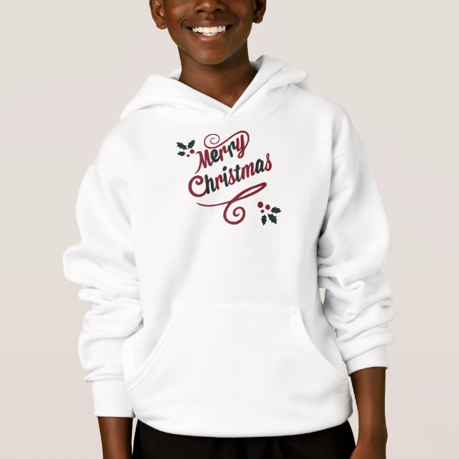 Elegantes Merry Christmas Script Hoodie (Vorderseite)