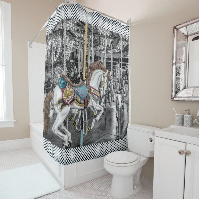 Elegantes Merry Go Round Carousel Vintag Duschvorhang (Beispiel)