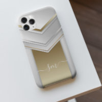 Elegantes Metall 3D-Look Kalligrafie Gold Monogram