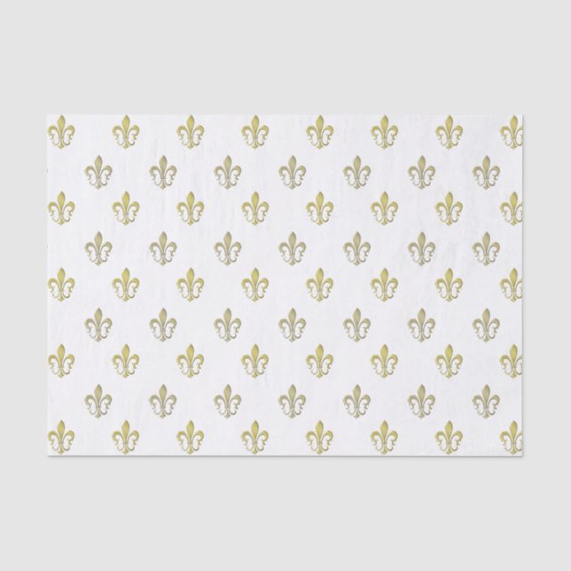 Elegantes Metall-Gold Fleurs de lys Tissue Seidenpapier (Vorderseite)