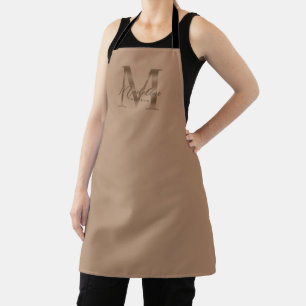 Elegantes Metall-Taupe-Gold-Monogramm in Schreibsc Schürze