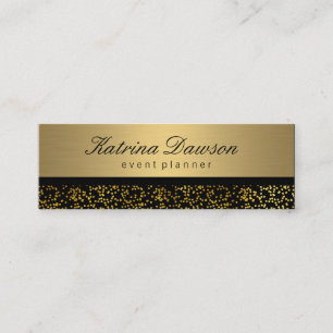 Elegantes Metallic Gold mit Gold Confetti Mini Visitenkarte