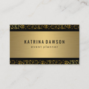 Elegantes Metallic Gold mit Gold Confetti Visitenkarte