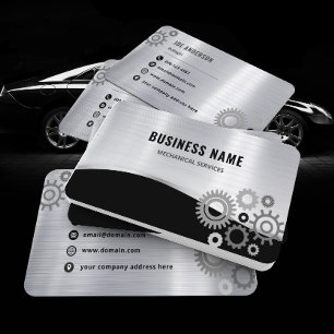 Elegantes Metallic Silber Professional Mechaniker  Visitenkarte