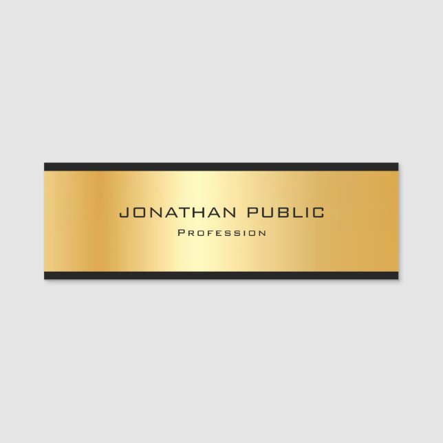 Elegantes Metallisches Gold Look Template Beruflic Namensschild (Vorderseite)