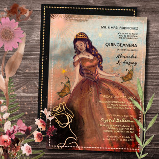 Elegantes metallisches Kupfer-Luxus-Kleid Einladung