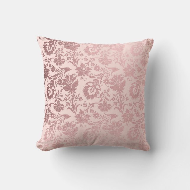 Elegantes Metallisches Rosa Dekoratives Kissen (Vorderseite)