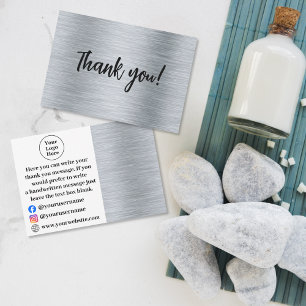 Elegantes metallisches Silber Dankeschön Card Dankeskarte