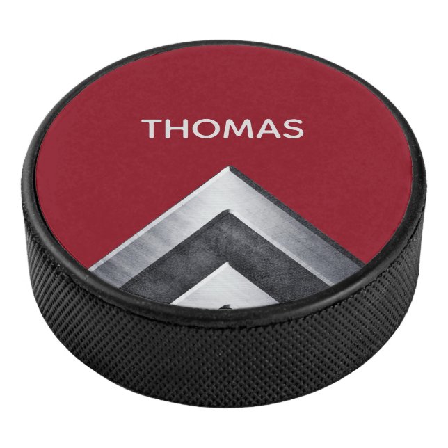 Elegantes Metallmuster Mit Monogramm Eishockey Puck (3/4)
