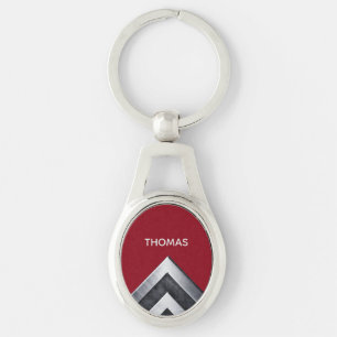 Elegantes Metallmuster Mit Monogramm Schlüsselanhänger