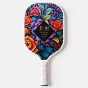 Elegantes mexikanisches Folk Art Floral Custom Mon Pickleball Schläger