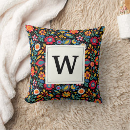 Elegantes mexikanisches Folk Mit Monogramm Throw K Kissen