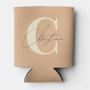 Elegantes Mid-Century-Modern-Monogramm Pfirsich-Ku Dosenkühler