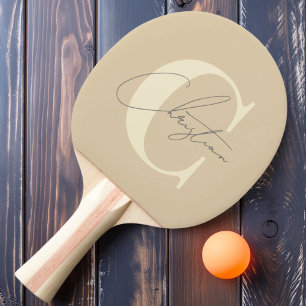 Elegantes Mid-Century-Modern-Monogramm Sanddüne Tischtennis Schläger