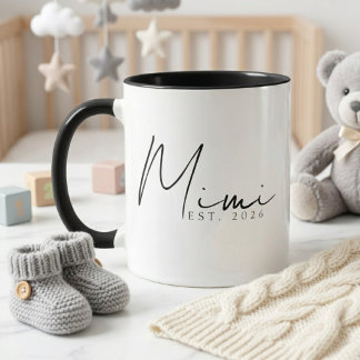 Elegantes Mimi EST-Jahr Minimal Schrift Design Tasse