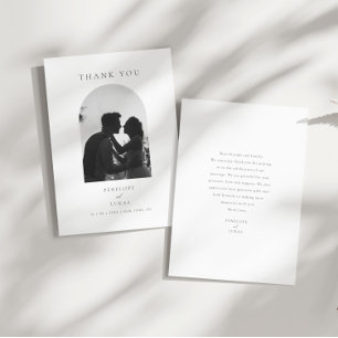 Elegantes Minimal Arch Foto Hochzeit Dankeskarte