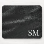 Elegantes Minimal Black Leather Monogramm Mousepad<br><div class="desc">Eleganter Personalisierter Minimal Leder Monogram Initials Mouse Pad. Enthält Imitate Lederhintergrund.</div>