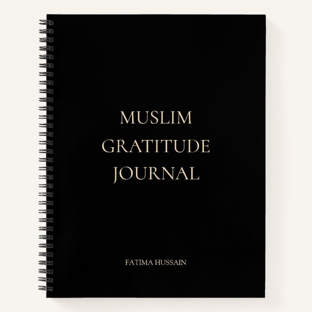 Elegantes Minimal Black Muslim Dankesblatt Notizbuch (Vorderseite)