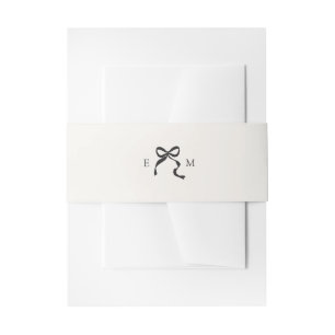 Elegantes Minimal Bow Wedding Monogram Einladungsbanderole