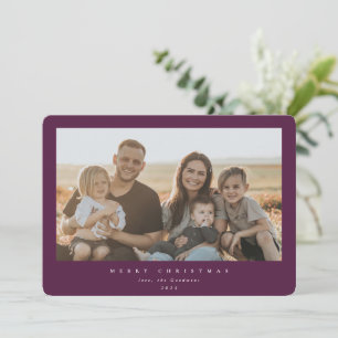 Elegantes Minimal Burgundy Frame Single Foto Feiertagskarte